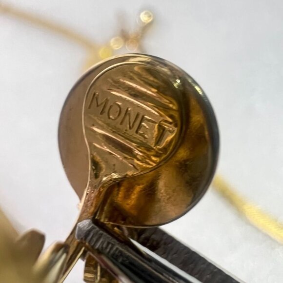 Monet Gold-Tone 18" Herringbone Necklace & Oval Polished Clip-On Earrings Set - Picture 6 of 10